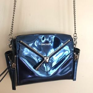 Diesel metallic Blue Zipper Bag